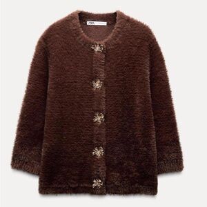 Zara Chocolate Faux Fur Jacket